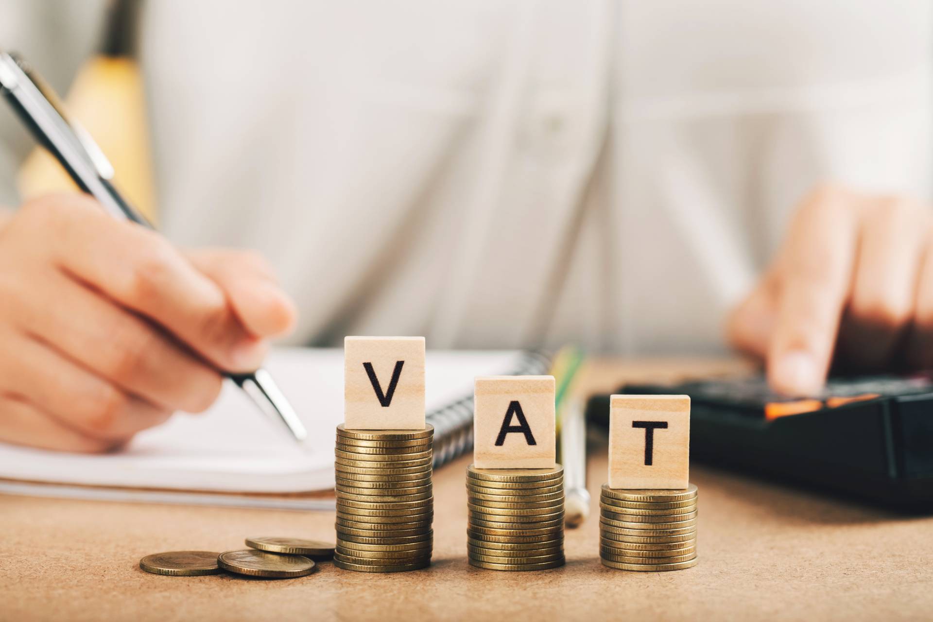 word-vat-step-stacked-coins-as-graph-up-women-counting-money-using-calculator